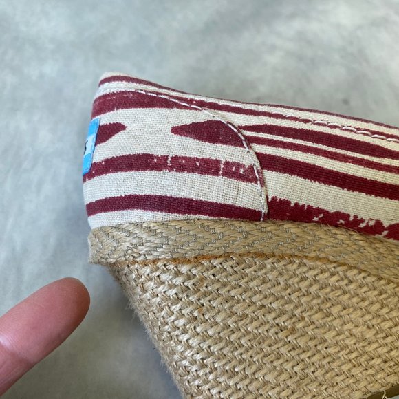 Toms Calypso Canvas Espadrille Peep Toe Wedges 7.5 - Picture 9 of 9